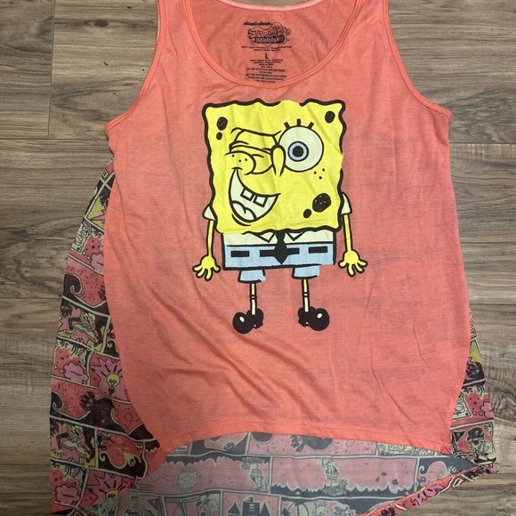 Nickelodeon 2015 Vtg Spongebob Squarepants Women's Tank Top. Sz. Lg. Comic Back - Picture 1 of 3